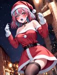  1girl ai_generated christmas christmas_outfit emikukis female_only owozu spider_girl two_tone_hair vtuber 