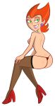 ass freeman2 green_eyes looking_back penelope_spectra red_hair smile thong topless