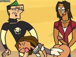  alejandro_burromuerto_(tdi) atnog courtney_(tdi) dark_skin duncan_(tdi) freckles green_eyes latina latino penis soul_patch spitroast threesome total_drama_island 