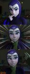 3d 3d_(artwork) beast_boy blender choking dc_comics goth goth_girl green_skin leotard pale-skinned_female pale_skin purple_hair raven_(dc) smitty34 tagme teen_titans