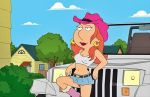 car commando family_guy hat lois_griffin no_underwear piercing skirt