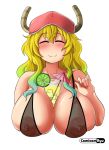 1girl areola areola_slip big_breasts breasts comicom_ryu erect_nipples hat huge_breasts kobayashi-san_chi_no_maidragon miss_kobayashi's_dragon_maid nipples quetzalcoatl_(dragon_maid)