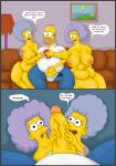  big_belly big_breasts big_penis chubby homer_simpson patty_bouvier selma_bouvier the_simpsons 