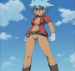 beyblade bottomless_female breasts edit hikaru_hazama mole no_bra pussy small_breasts