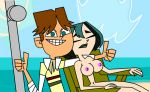 1boy 1girl black_eyes black_hair breasts cartoon_network cody_(tdi) dyed_hair edit goth green_hair green_lipstick gwen_(tdi) hourglass_figure navel nipples nude nude_female pale-skinned_female pink_nipples sleep_molestation sleeping thick_ass thick_legs thick_thighs total_drama_island tulamere two_tone_hair