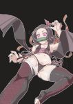 03murs 1girl 1girl bikini bikini_armor kamado_nezuko kimetsu_no_yaiba long_hair looking_at_viewer panties revealing_clothes underwear