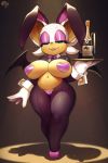 1girl 1girl alcohol alternate_costume big_breasts breasts bunnysuit convenient_censoring impossible_clothes revealing_clothes rouge_the_bat sega