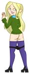 black_panties blonde_hair bottomless dawn_(tdi) long_hair looking_back panties solo total_drama_island underwear