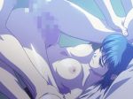 1girl animated animated_gif blue_hair blush breasts brown_eyes censored gif grinding houya_yukitoshi leg_lift leg_up nipples nude penis reversible sex short_hair sugihara_shizuno