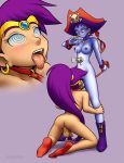  2girls ass breasts cum cumdrip erect_nipples erection futanari intersex mind_control multiple_girls nipples nude risky_boots saliva shantae shantae_(character) sleepymaid spread_legs tongue 