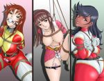 3girls 70s amiba00 arms_behind_back ball_gag bdsm black_hair bodysuit bondage boots bound bound_arms bound_legs bound_wrists box_tie breast_bondage breasts brown_hair buckle cameltoe crotch_rope dark_skin drooling egg_vibrator frogtie gag gagged great_mazinger green_eyes grendizer honoo_jun jun_honoo maria_grace_fleed mazinger_(series) mazinger_z multiple_girls nipple_clamps nipples oldschool open_mouth panties rope rope_bondage saliva sayaka_yumi shibari shibari_over_clothes skin_tight touei ufo_robo_grendizer underwear vibrator yumi_sayaka