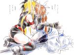 2girls bad_id bdsm blonde_hair bondage bound brown_hair crotch_rub fate_testarossa gloves kiss kissing lyrical_nanoha mahou_shoujo_lyrical_nanoha mahou_shoujo_lyrical_nanoha_strikers multiple_girls nanoha_takamachi ribbon takamachi_nanoha thighhighs tokoharu translated trembling twintails yuri