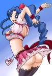  1girl ami_kawashima arms_up ass back bad_id blue_eyes blue_hair blush bottomless breasts cosplay cure_berry cure_berry_(cosplay) drill_hair earrings fresh_precure! fresh_pretty_cure fresh_pretty_cure! hair_ornament heart_hair_ornament jewelry kawashima_ami kitamura_eri long_hair looking_back magical_girl masakichi_(heppouku) midriff miki_aono nipples no_panties nude_filter photoshop pink_skirt precure pretty_cure pussy seiyuu_connection seiyuu_joke skirt solo thighhighs toradora! uncensored upskirt 