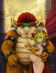 1girl 2boys blonde_hair bowser bowser_jr nude princess_peach super_mario_bros.