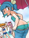  blue_hair cinnamon_(marshmallow_times) cloud eyelashes jasmine mokichi navel pink_hair sandi_(marshmallow_times) striped the_marshmallow_times 