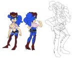 big_breasts blue_hair breasts chaps cleavage cowboy_hat cowgirl crossgender cuisine female front-tie_top green_eyes hat hedgehog navel rule_63 sega skimpy sonic_the_hedgehog