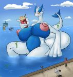  avian big_breasts blush breasts chubby female gyarados lugia macro marine me_gusta meme milkshake_(food) nipples nude pokemon seaweed whiscash yaita yellow_eyes 