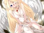  angel_wings blonde_hair blue_eyes blush bracelet censored clothed_female_nude_male clothed_sex cum cum_on_clothes female femdom frfr game_cg goddess hetero ilias jewelry long_hair lots_of_jewelry mon-musu_quest! monster_girl monster_girl_quest penis rape sex straddling toro_toro_resistance very_long_hair wings wink 