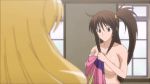  00s 16:9_aspect_ratio 2girls anime big_breasts breasts brown_eyes dressing ecchi extremely_large_filesize female female_only getting_dressed gif large_filesize multiple_girls nipples sekirei tsukiumi uzume 