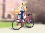 bicycle big_breasts bra breasts canine female fox nipple_pinch outside panties riding shoes_untied simonaquarius solo tongue tongue_out underwear