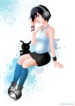 black_hair blue_eyes female heartless kingdom_hearts shadow solo xion