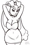  anthro big_breasts breasts cleavage creatures_(company) dress furry game_freak gen_4_pokemon lagomorph looking_at_viewer lopunny mimilop monochrome nintendo normal_type_pokemon pokemon pokemon_(anime) pokemon_(creature) pokemon_(game) pokemon_(species) pokemorph rabbit sheela smile 