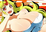 1girl bad_proportions blonde_hair breasts cleavage female horn horns hoshiguma_yuugi huge_breasts red_eyes solo toudori touhou