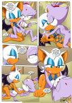  anthro bbmbbf blaze_the_cat breasts clothing comic dialogue female_only fondling kissing mobius_unleashed palcomix rouge_the_bat sega sonic_(series) sonic_the_hedgehog_(series) text the_heat_of_passion undressing yuri 