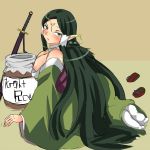 1girl blush breasts elf green_eyes green_hair long_hair nipples pointy_ears sakuya_(sao) solo sword_art_online very_long_hair