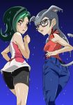 2_girls animal_ears ass blush cat_ears cat_girl cat_tail cathy_(yuu-gi-ou_zexal) glasses mizuki_kotori_(yuu-gi-ou_zexal) multiple_girls straw_(yokubou_hiroba) tail wet yu-gi-oh! yu-gi-oh!_zexal yuu-gi-ou yuu-gi-ou_zexal