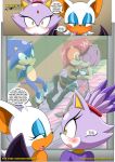  amy_rose anthro archie_comics bbmbbf blaze_the_cat blush clothing comic dialogue female hedgehog kissing mobius_unleashed palcomix rouge_the_bat sally_acorn sega sonic_(series) sonic_the_hedgehog sonic_the_hedgehog_(series) text the_heat_of_passion yuri 