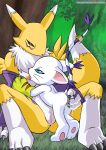  anus ass blue_eyes breast_licking breasts clitoris digimon feet female fingering gatomon nipples pussy pussy_juice renamon spread_legs yuri 