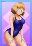 1girl alluring creatures_(company) game_freak nintendo nipples pokemon pokemon_(anime) pokemon_xy school_swimsuit serena serena_(pokemon) zel-sama