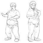 black_and_white breasts chubby ear_piercing gillpanda growth herm human intersex monochrome penis piercing testicles transformation weight_gain