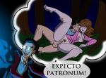 aeolus bottomless breasts dream harry_james_potter harry_potter hermione_granger nipples open_shirt penis pussy sex smile spoon_position spread_legs testicles vaginal vaginal_penetration