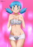 alluring blue_eyes blue_hair creatures_(company) crystal_(pokemon) game_freak marina_(pokemon) pokemon swimwear zel-sama