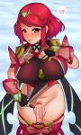 1futa 1girl balls big_breasts blush breasts cleavage dickgirl flaccid futa_only futanari hard-degenerate intersex looking_at_viewer nintendo penis presenting pyra_(xenoblade) testicle xenoblade_chronicles xenoblade_chronicles_2