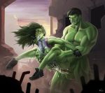 avengers big_penis bruce_banner cousins green_hair hair hulk incase incest jennifer_walters long_hair marvel penetration penis pussy she-hulk