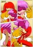  1girl 2boys artist_name bbmbbf bisexual canine closed_eyes echidna erection fellatio fox french_kiss hedgehog knuckles_the_echidna lick licking miles_"tails"_prower mobius_unleashed multiple_tails one_drink_too_many oral oral_sex palcomix penetration penis sega sex sonia_the_hedgehog sonic_(series) sonic_the_hedgehog_(series) sonic_underground tail tongue tongue_out yaoi 