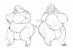 big_breasts black_and_white bovine breasts cattle chubby cow female full_body gillpanda growth huge_ass huge_breasts monochrome morbidly_obese overweight teats transformation udders weight_gain