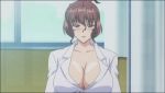 animated animated_gif blush bouncing_breasts breasts brown_eyes brown_hair gif huge_breasts katsuragi_aiko long_hair nipples rinkan_club undressing