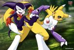  all_fours bbmbbf breasts digihentai digimon doggy_position female impmon male nipples palcomix renamon 