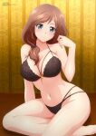  1girl alluring amelia big_breasts bra brown_hair grey_eyes lingerie original_character panties underwear zel-sama 