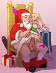 blonde_hair blue_eyes breasts christmas juliet_starling lollipop_chainsaw nipples santa_claus thedirtymonkey twin_tails