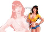 big_breasts breasts cleavage deaddog2007 female jean_shorts marvel mary_jane_watson midriff navel spider-man_(series)