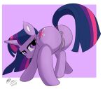  1girl ass bunbunmuffins friendship_is_magic hasbro my_little_pony pony purple_background pussy smile twilight_sparkle twilight_sparkle_(mlp) white_background 