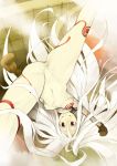  1girl bodysuit breasts deadman_wonderland flexible gloves highres long_hair navel no_pussy nude onija_tarou red_eyes shiro_(deadman_wonderland) solo split spread_legs very_long_hair white_hair 