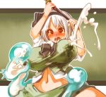 1girl blush breasts brown_eyes erect_nipples female ghost himazin konpaku_youmu lactation milk open_mouth red_eyes sachito silver_hair solo tears touhou