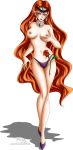 1girl big_breasts bishoujo_senshi_sailor_moon breasts earrings emilia89_(artist) female female_only long_hair long_red_hair mostly_nude nipples no_bra panties panties_only queen_beryl red_hair redhead rose_(flower) sailor_moon solo standing thigh_gap thong topless transparent_background