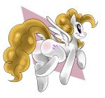 ass blonde_hair butt equine female friendship_is_magic hair horse looking_at_viewer looking_back my_little_pony pegasus pony purple_eyes smile sssonic2 unknown_character wings